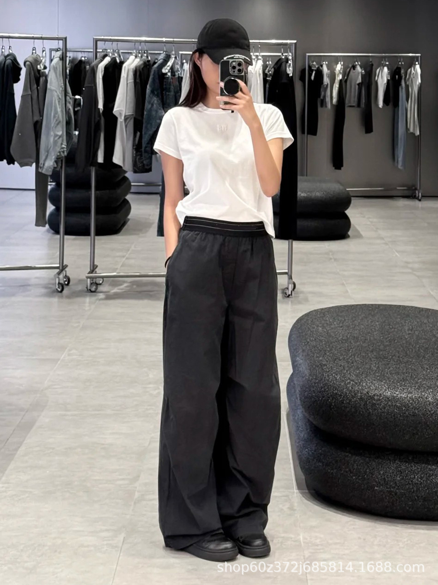 2025早秋新款小众设计美式复古松紧腰宽松直筒显瘦百搭阔腿裤女详情5