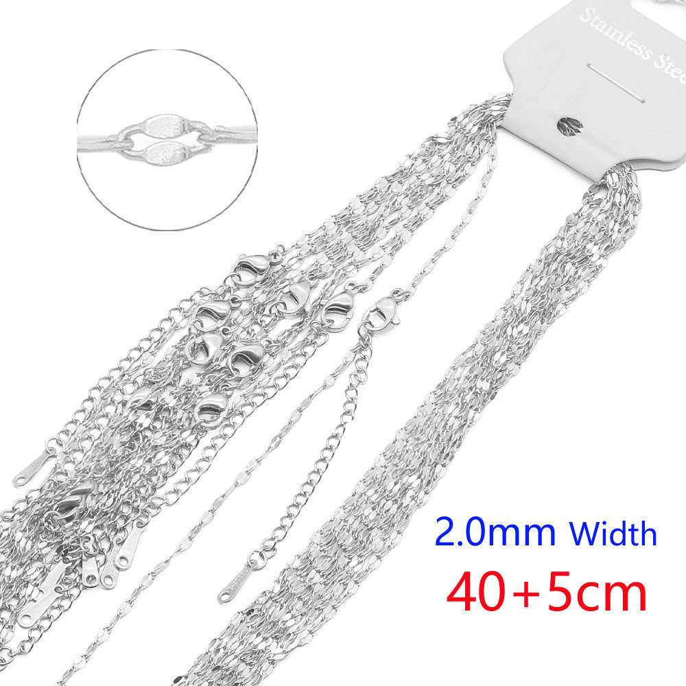 5-10条/包不锈钢项链O字链扁十字diy饰品素链侧身蛇链钛钢锁骨链详情21