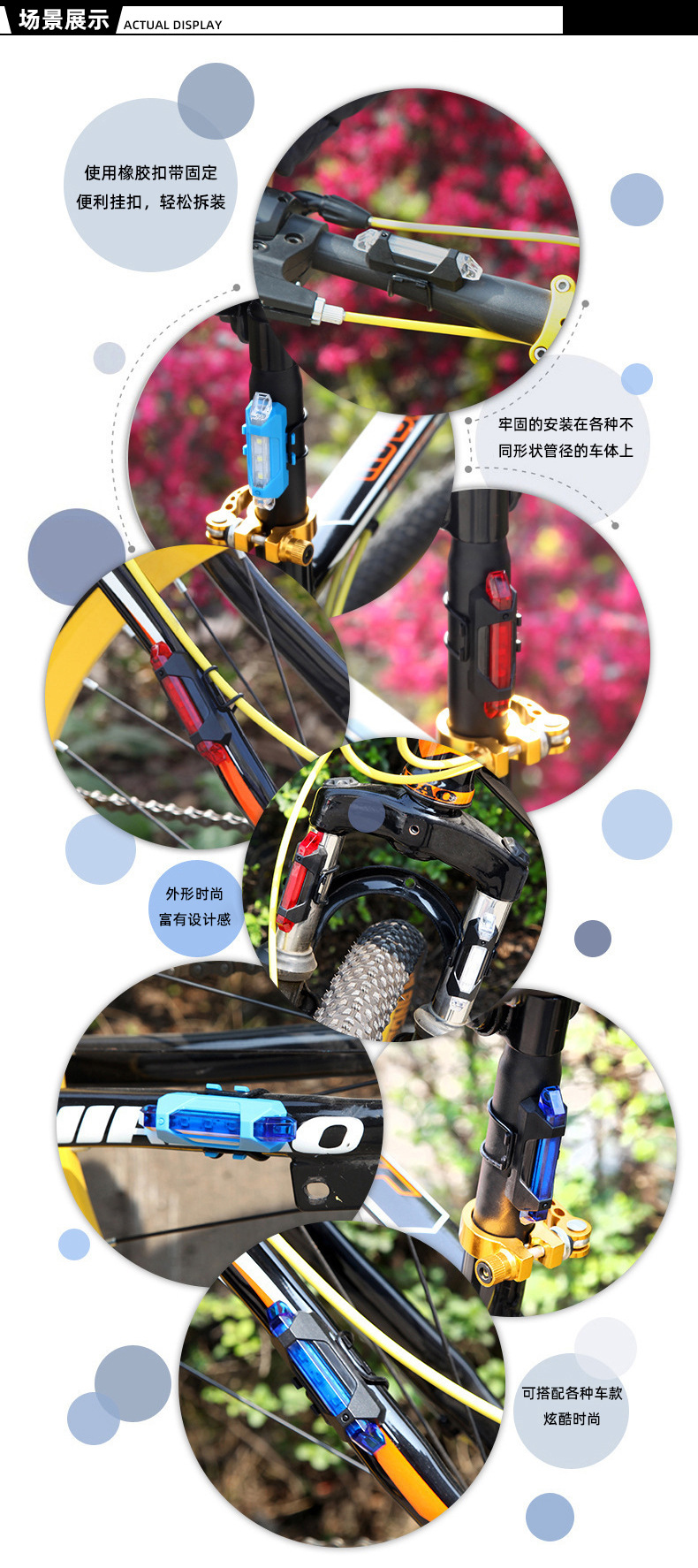 Factory direct sales of bicycle lights, USB charging led warning lights, night cycling taillights, mountain bike riding equipment pic 7