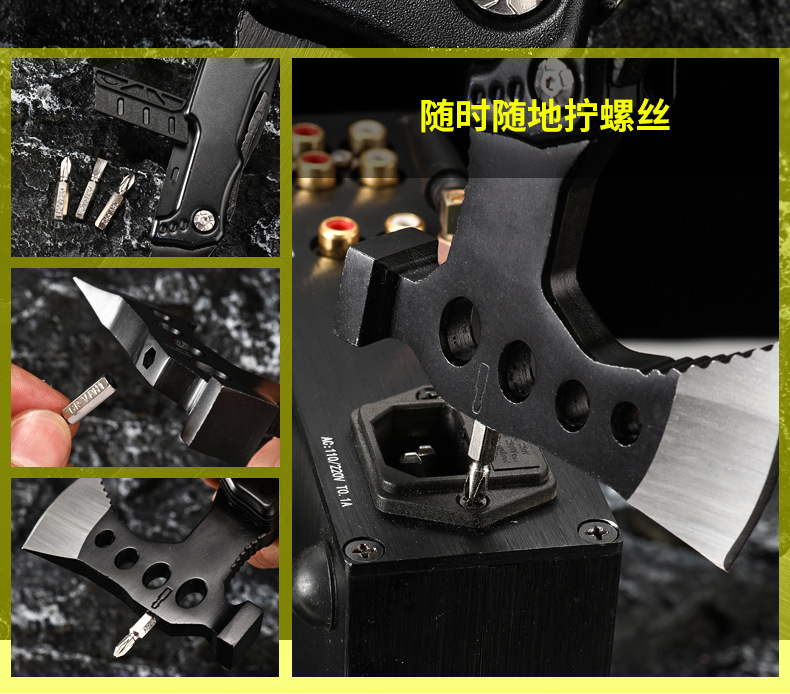 Outdoor multi-functional stainless steel hammer axe, household waist axe, chopping firewood tactical axe, camping survival tool, mountain opening and felling axe, practical and durable axe pic 18