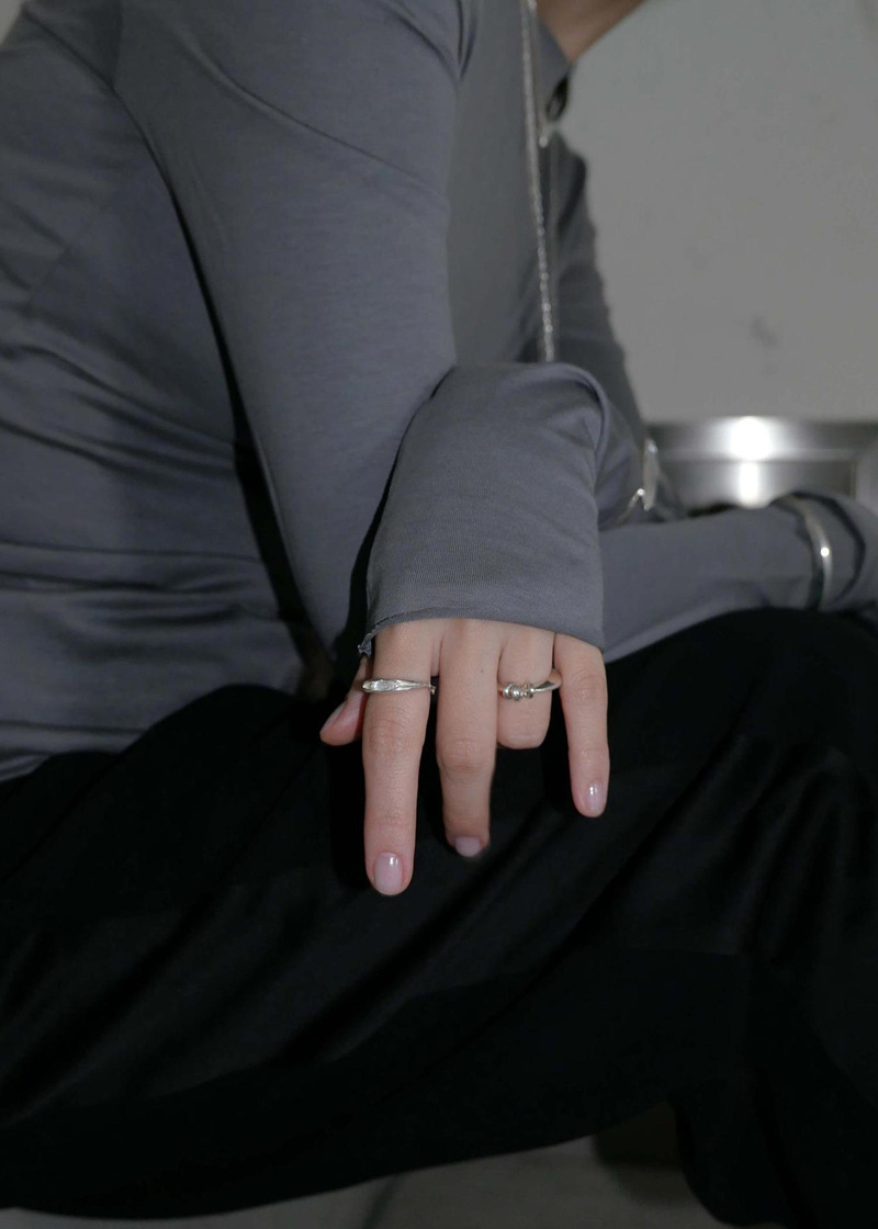 ins韩国小众设计三环戒指女铜镀真金宝石链条拼接简约轻奢指环女详情3