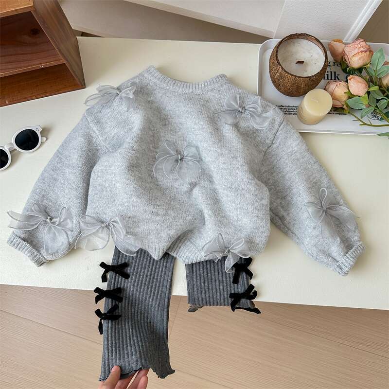 Estrella infantil redondo coreano suéter para niños primavera/otoño nuevo zoeong niña versión coreana moda niños arco jersey pic 27