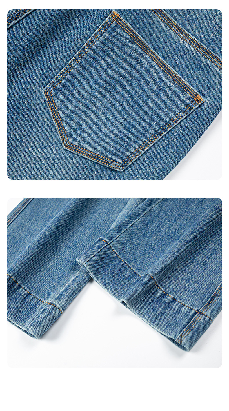 2025新款女式高腰微喇牛仔裤 不贴腿四面弹力显瘦直筒裤 小个子适合穿着的微喇裤详情22