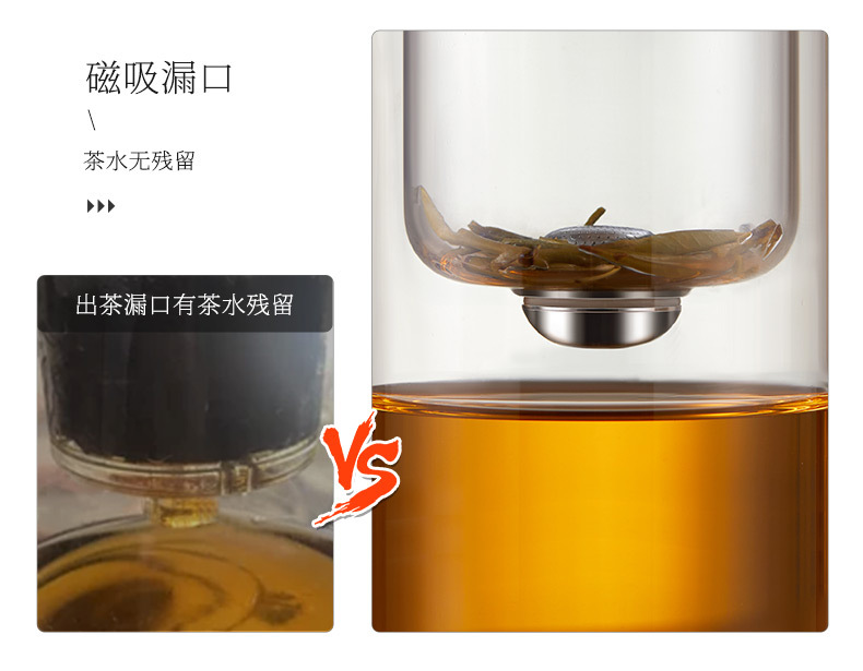 泡茶壶套装全玻璃内胆一键过滤家用茶具磁吸泡茶杯茶水分离飘逸杯详情6