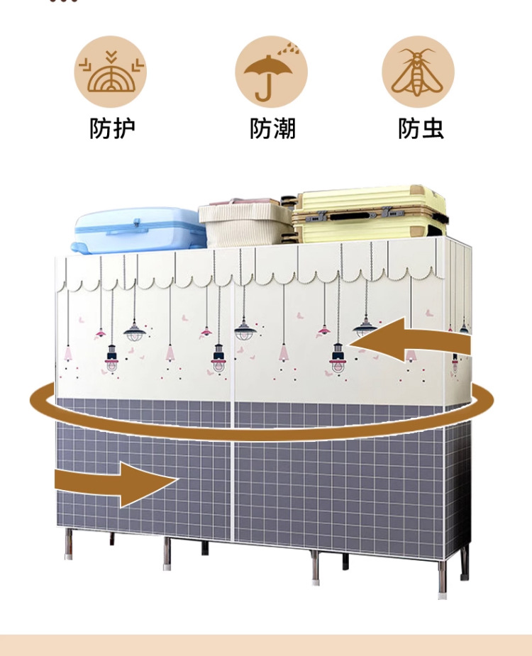 26MM衣柜简易租房家用卧室钢管布衣柜挂衣区多衣橱出租屋组装收纳详情12