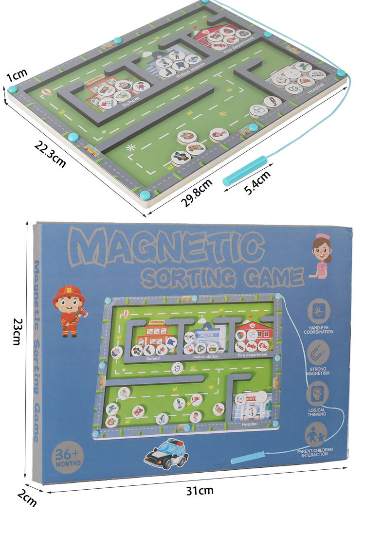 Baby magnetic color classification, positioning, counting board, pen movement maze, math enlightenment, cognitive matching, wooden toys pic 56