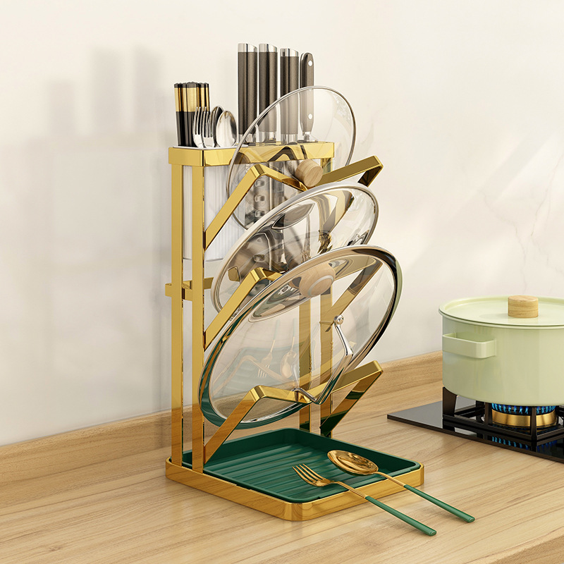 厨房锅盖架子台面壁挂式免打孔家用置物架菜板收纳架锅铲架托神器详情4