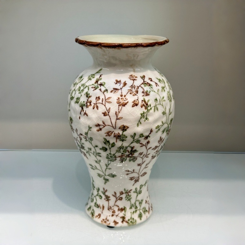 Double-eared ceramic ice-cracked small flower vase for water-grown flowers, hand-painted flowerpot ceramic vase pic 13