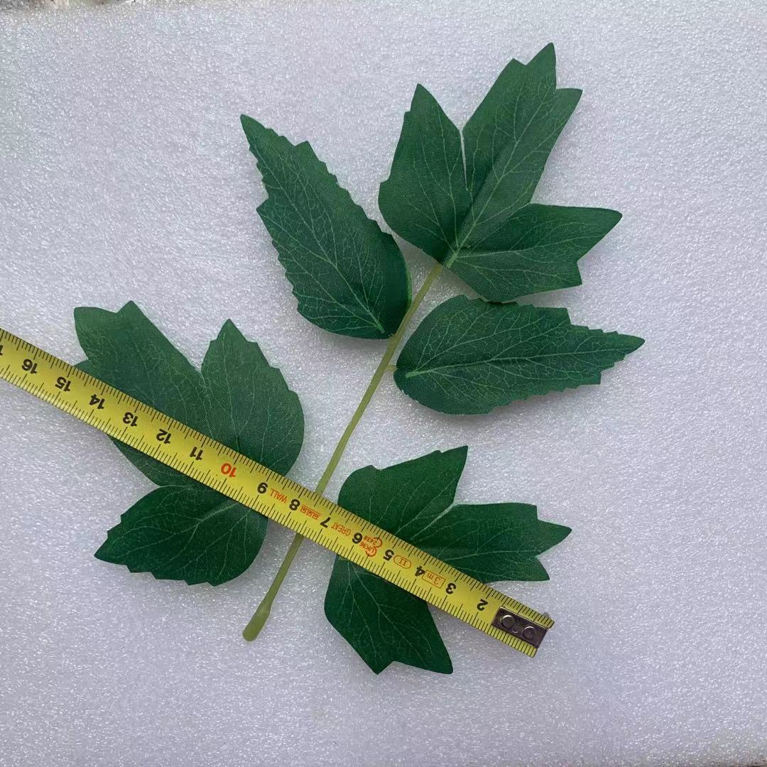 批发仿真植物花叶配件单片五叉丝印牡丹叶仿真牡丹花叶片布艺园艺装饰办公文化用品详情3