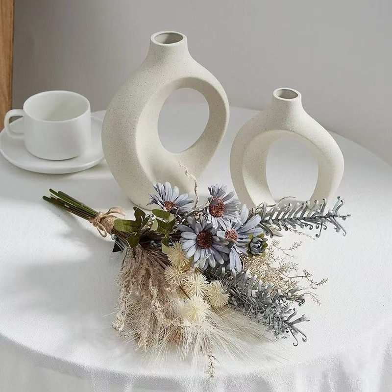 Nordic-style ceramic vases and flower arrangements, high-end and niche living room entrance hall home decoration vases and ceramic flower vases pic 12