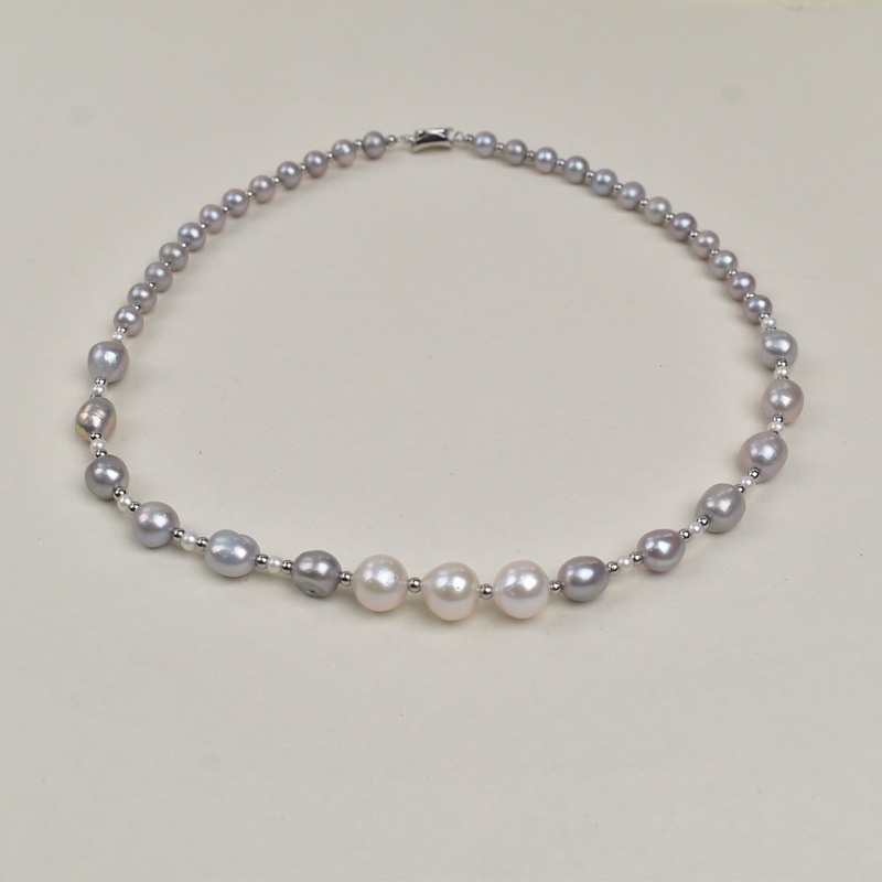 气质灰色巴洛克天然淡水珍珠项链女轻奢简约百搭珍珠锁骨链颈链详情6