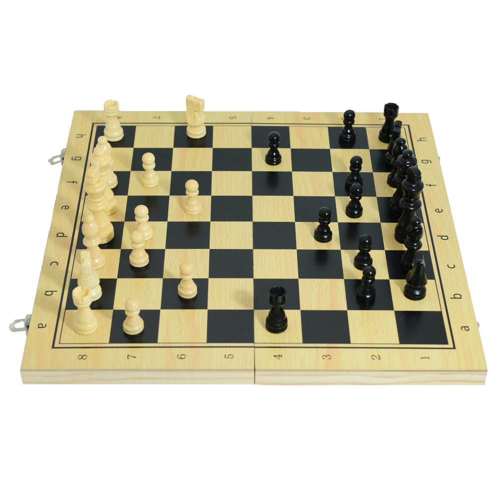 Direct sales from the manufacturer of three-in-one wooden chess solid wood set, foldable portable competitive and educational toys pic 7