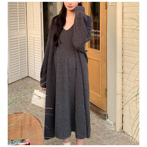 韩版秋冬时尚新款配大衣中长款高领针织毛衣女打底气质显瘦连衣裙详情12