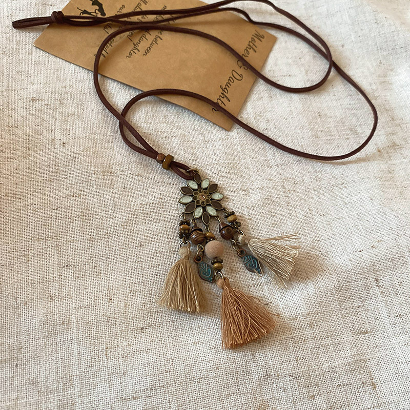 跨境复古民族风吊坠项链网红百搭高级感毛衣链小众简约饰品批发女详情14