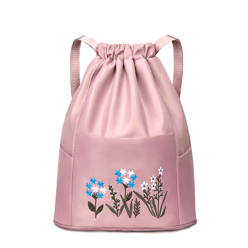 New embroidered Oxford drawstring backpacks with large capacity, fashionable outdoor trend, travel folding backpacks, cross-border wholesale pic 4