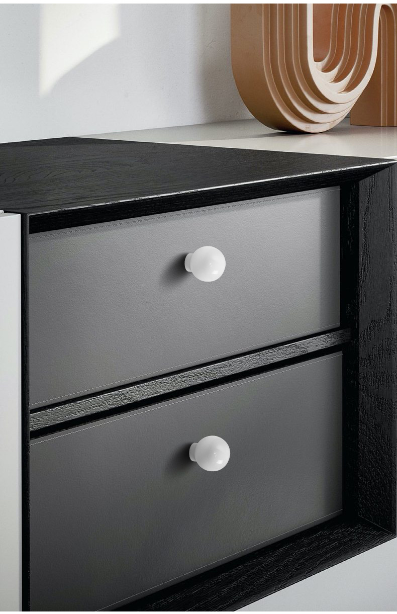 抽屉柜门白色单孔小拉手圆形单粒橱柜电视柜床头柜现代简约门把手详情10