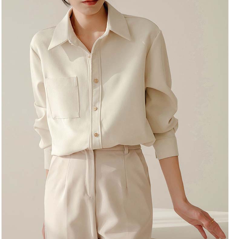 法式磨毛加厚白色衬衫女春秋长袖小众别致复古港味叠穿衬衣详情4