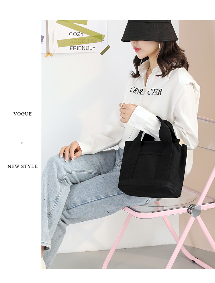 小包加拉链日本千层包小众简约单肩包手提加厚帆布手机水桶托特包详情28