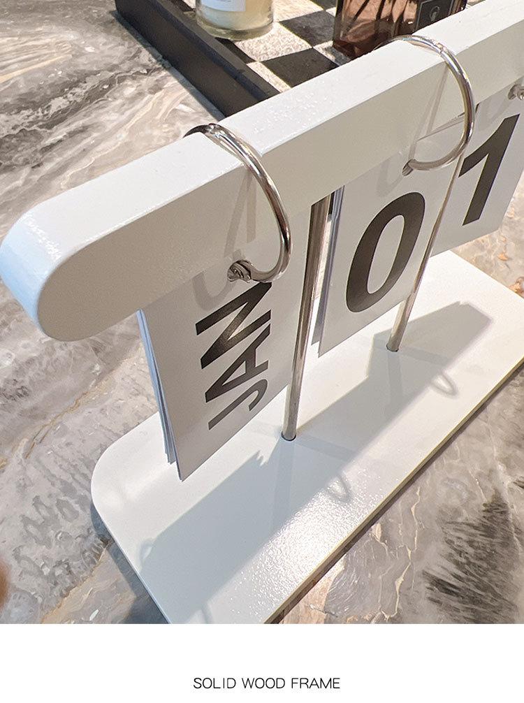 现代创意翻页木质日历桌面小摆件清新淡雅纯色简约台历家居装饰品详情4