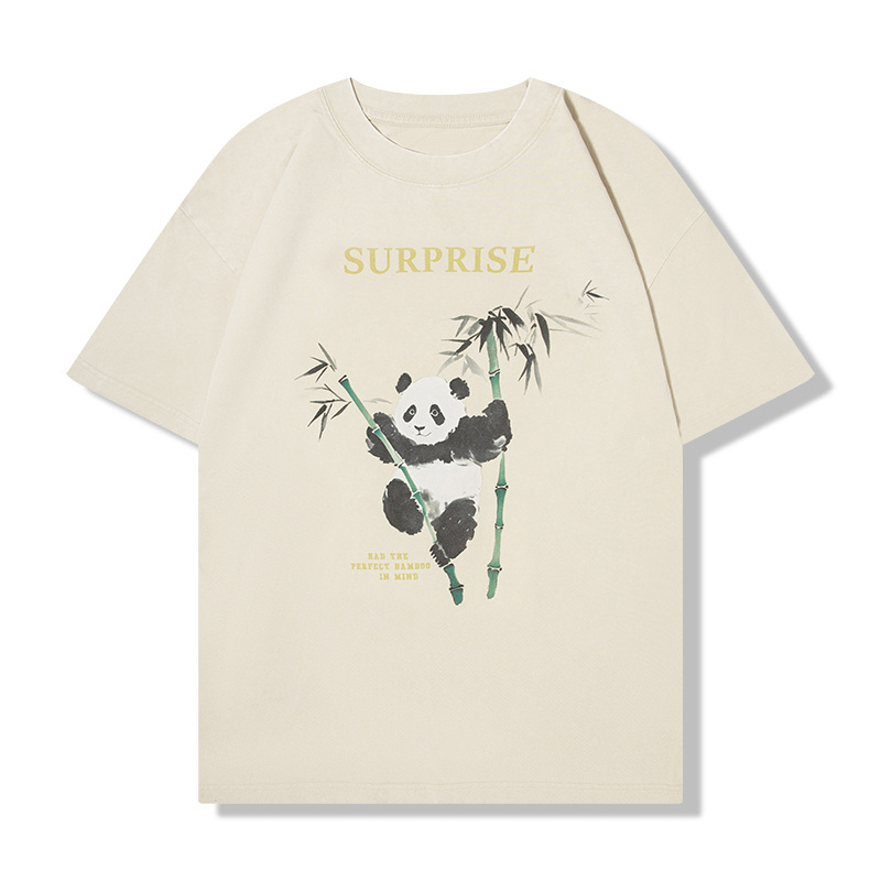 2025胸有成竹熊猫卡通印花T恤夏季新款短袖数码印花国潮时尚半袖详情11