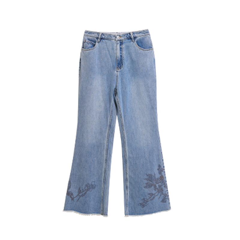 Embroidered flared jeans for children, high-waisted jeans, new casual wide-leg jeans for women pic 12