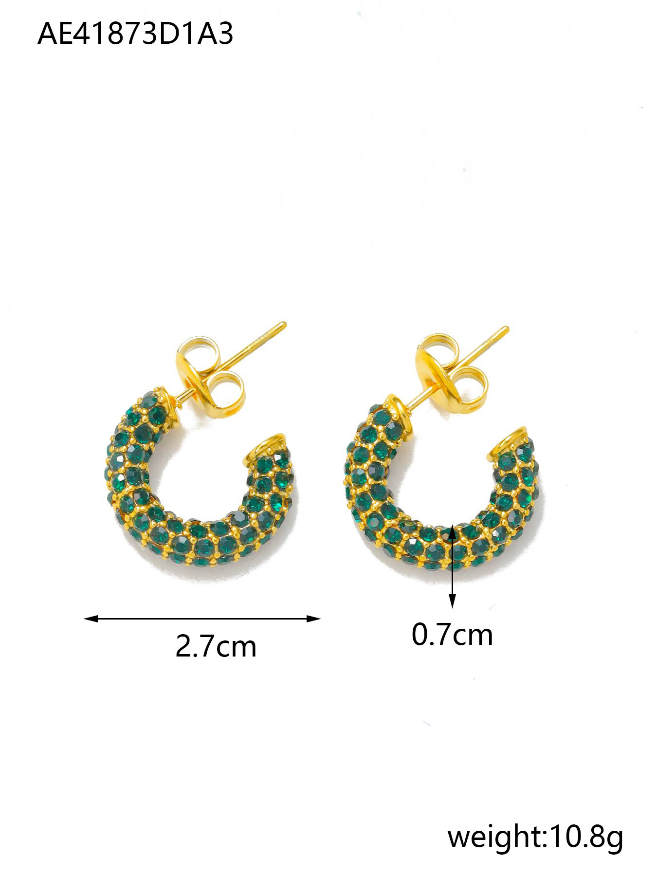 Wholesale of new gold-plated earrings, seven-color full diamond ear rings and earrings, high-end jewelry that are popular on Instagram in Europe and America pic 6