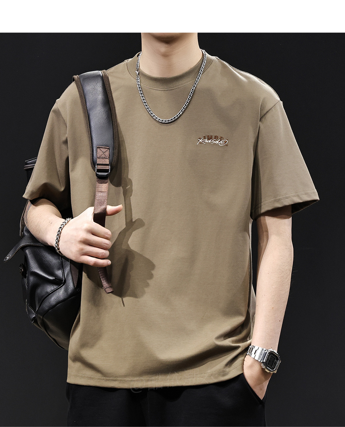 美式复古潮牌冰感科技短袖t恤男士夏季2025新款大码高端印花体恤详情16