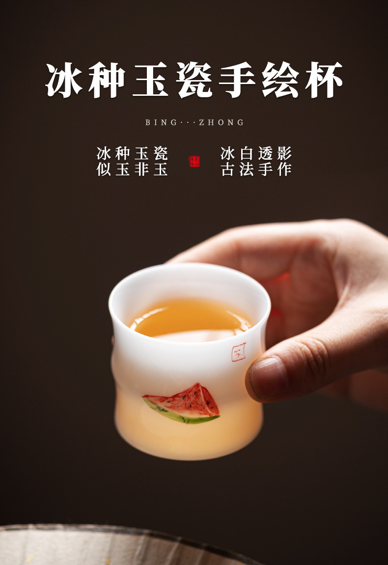 德化羊脂玉个人茶杯冰种玉瓷女士茶具主人杯品茗杯家用办公室茶杯详情2