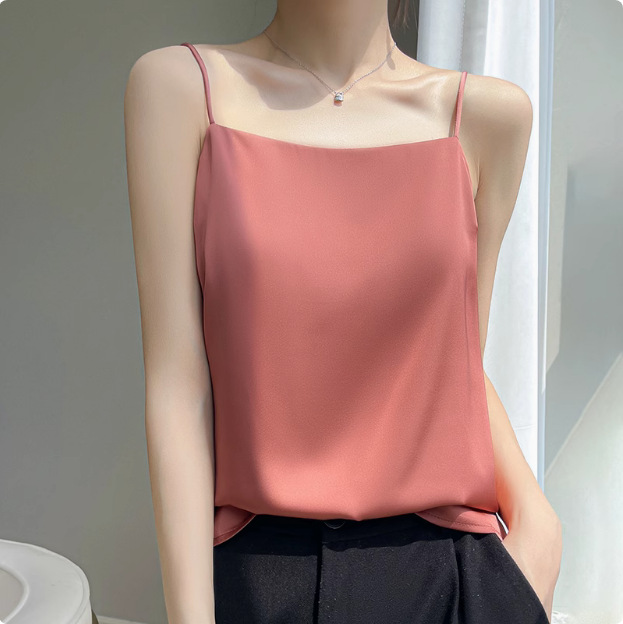 2025年吊带背心女内搭白色美背醋酸仿真丝上衣缎面夏西装仿打底衫详情44