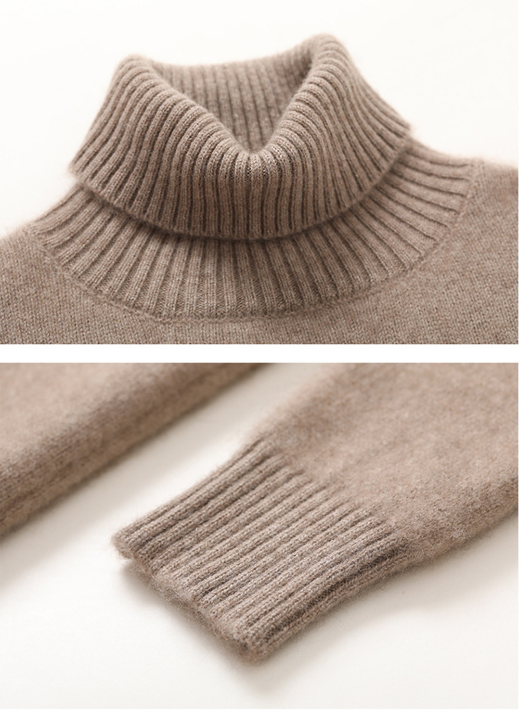 This winter new high-neck thickened cashmere sweater is a simple and versatile solid color for women, with a relaxed and elegant style. It is a knitted base layer pic 26