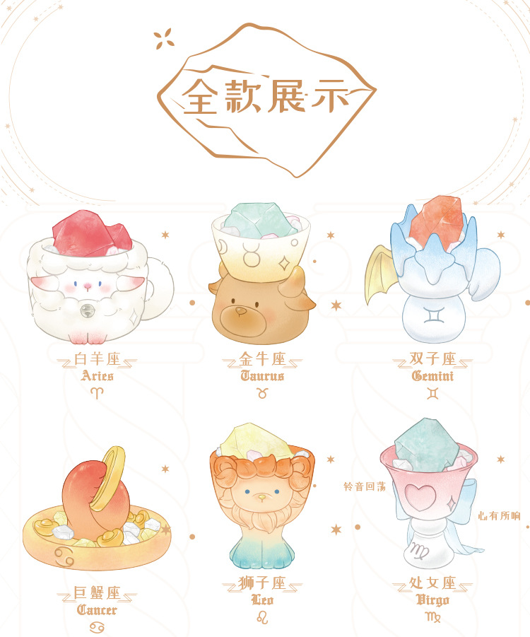 New zodiac blind box cartoon creative design, crystal decorative items, desktop resin handicrafts blind box pic 2