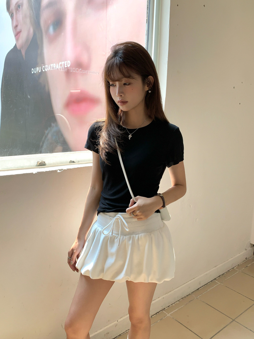 GAGD Tencel wool shoulder short-sleeved T-shirt for women, Millennium, sweet and cool, waist-tightening sport short-sleeved T-shirt top for spring pic 30