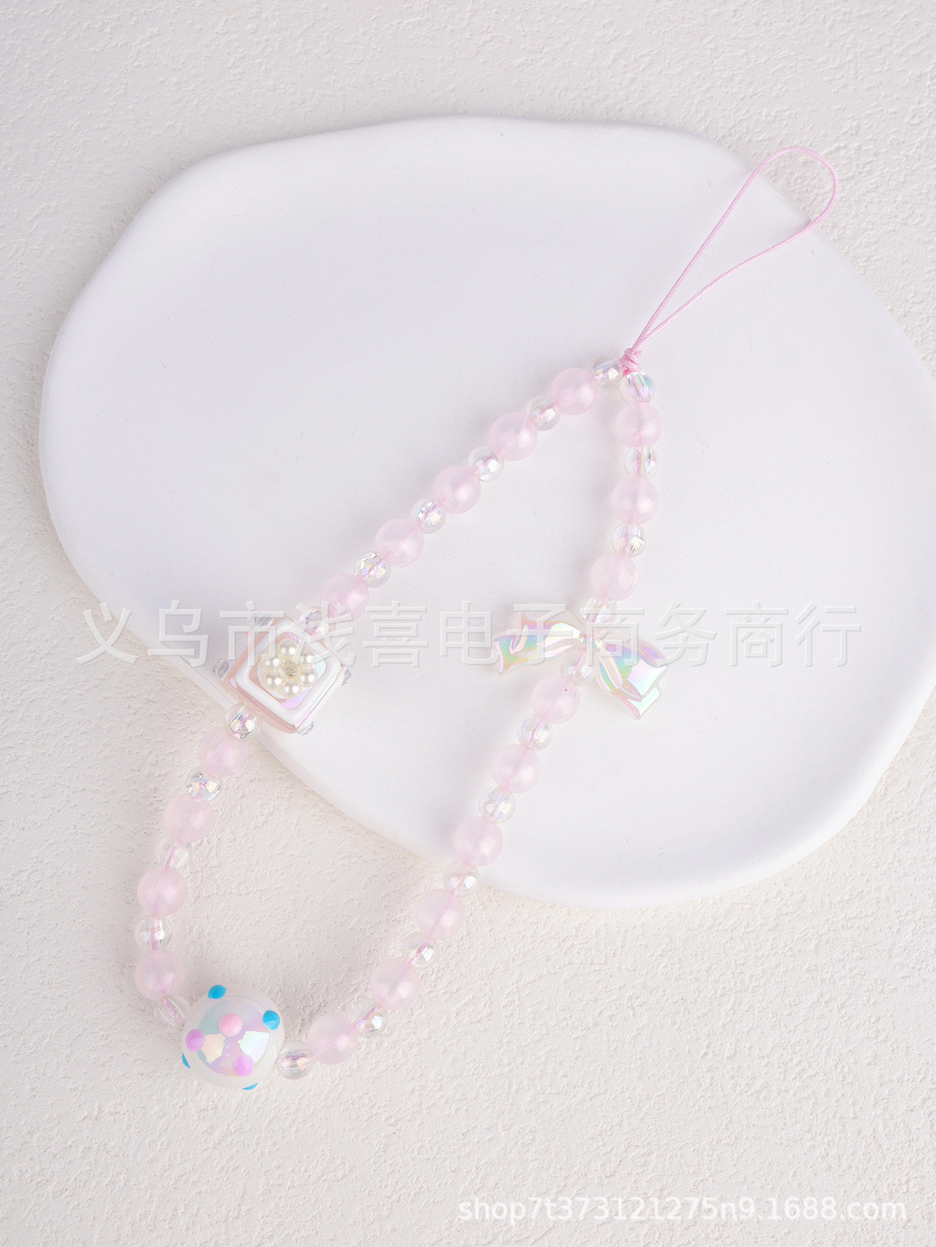 美少女心清新甜心美宝石树脂钻镶嵌手绘手机链串珠手机壳挂链件饰详情5