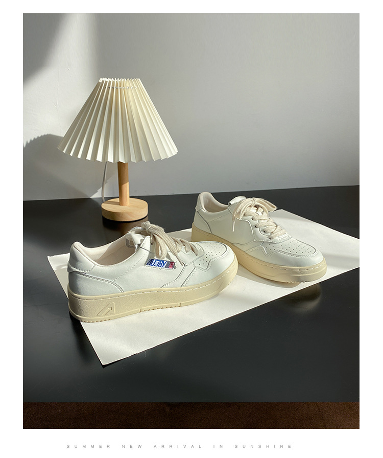 真皮厚底小白鞋女2025新款韩国小众百搭系带德训鞋休闲运动板鞋潮详情14