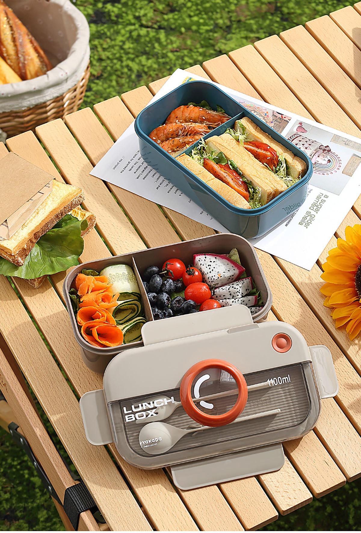 Microwave-heated lunch boxes, bento boxes with tableware, fat-reducing meals, student lunch boxes, fresh-keeping bowls, food-grade food pic 12