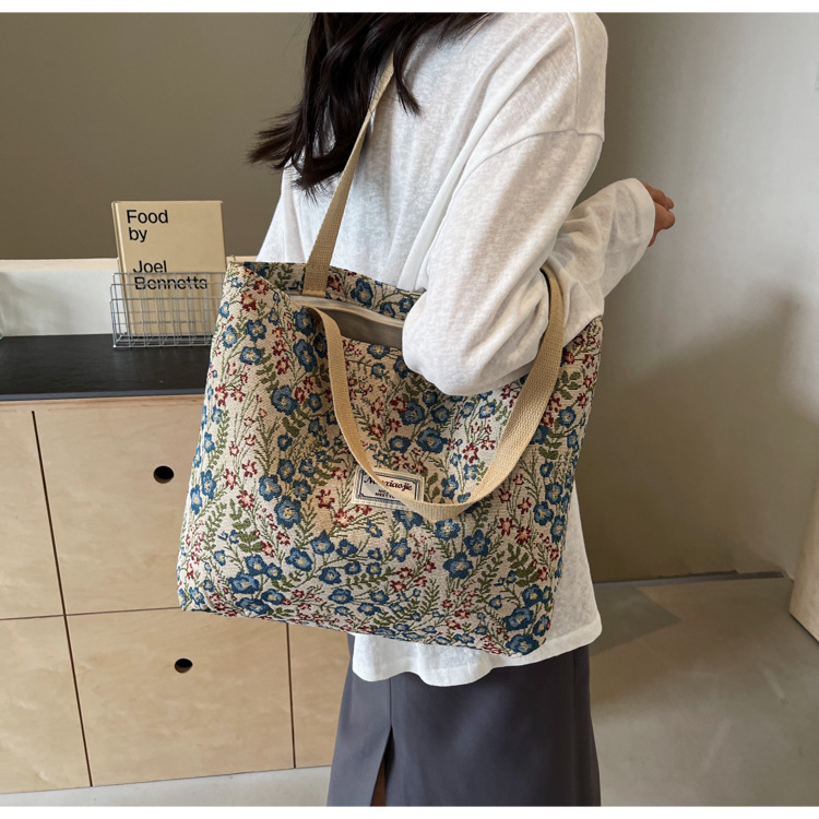 大容量帆布包包2024新款潮时尚百搭单肩手提袋子ins学生上课包女详情24