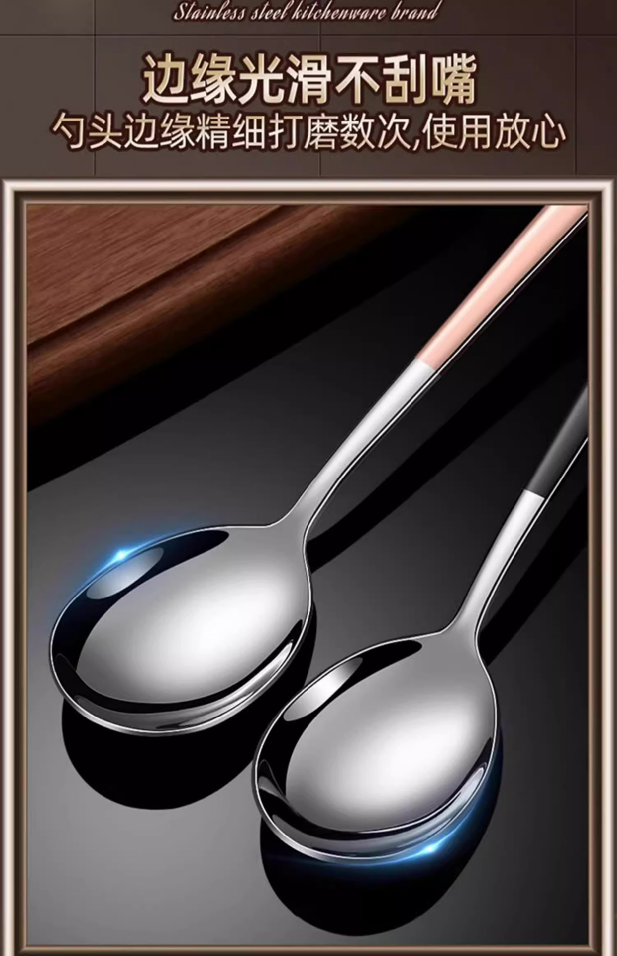 Stainless steel spoons, food-grade long handle, suitable for household and adult use, kitchen rice spoons, soup spoons, high appearance level, small spoons pic 5