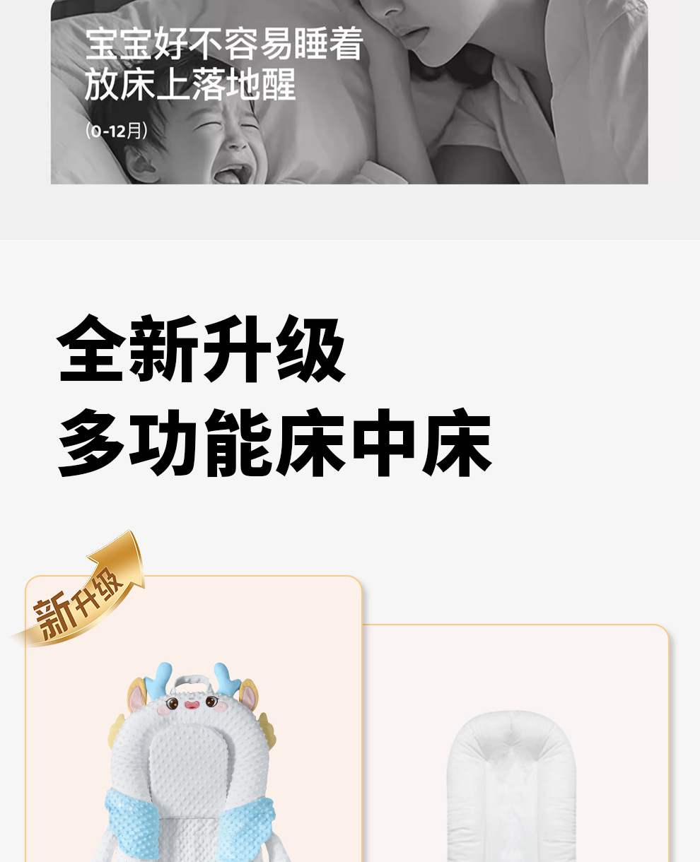 婴儿床中床新生儿防惊跳落地神器宝宝防吐奶安抚防压斜坡睡窝婴儿睡眠辅助用品详情4
