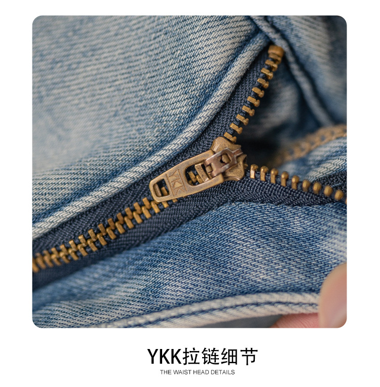 Factory direct sales of new winter fleece and thickened soft jeans for women, retro light blue patchwork loose casual sickle pants pic 16