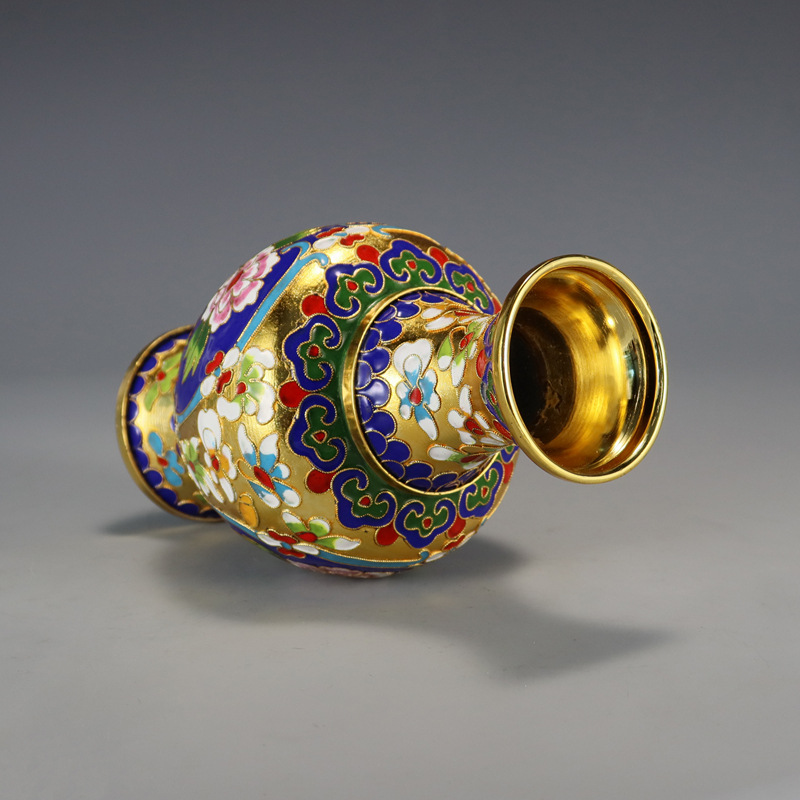 Beijing Jingtai Blue Vase Ornament, craft gift, cloisonne enamel filigree silver blue Flower blooming, auspicious Zhou Ware Lei Vase pic 11