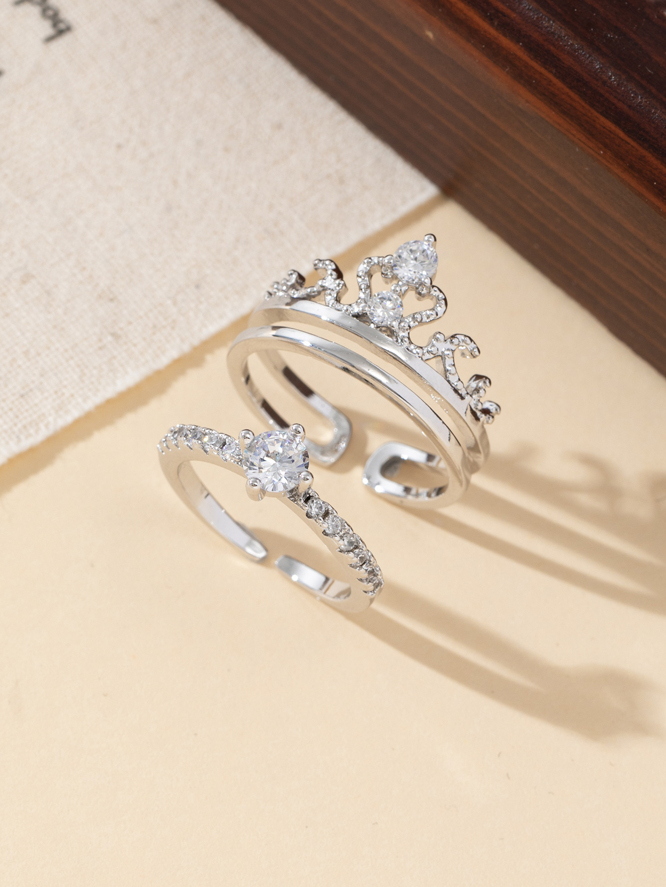 欧美风跨境皇冠戒指女款两用可拆卸轻奢百搭饰品批发详情4