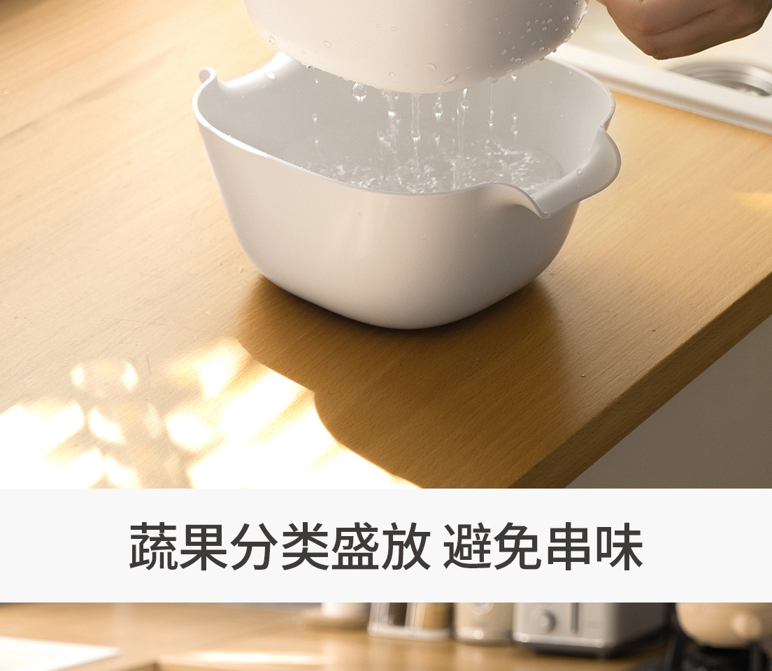 懒角落 双层洗菜盆沥水篮家用厨房洗菜篮子水果蔬菜盘滤水洗菜详情6