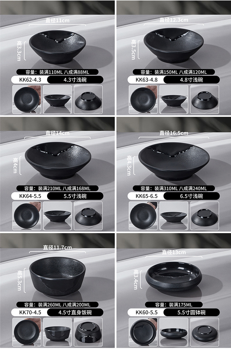 Melamine Korean barbecue dipping sauce plate, black small bowl, bar and ktv snack plate, cold dish plate, hot pot restaurant seasoning bowl pic 13