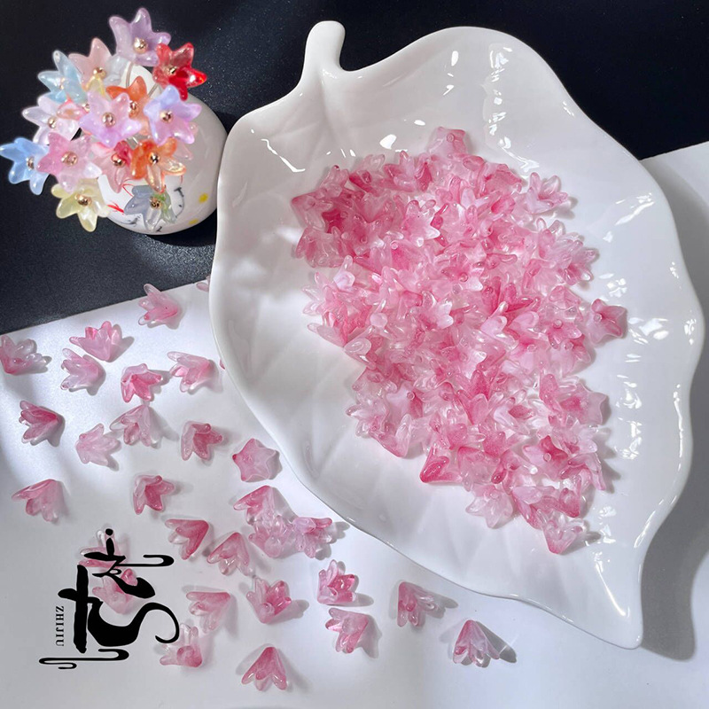 捷克琉璃百合花花瓣树叶子diy手工制作汉服头饰耳环古风发簪详情4