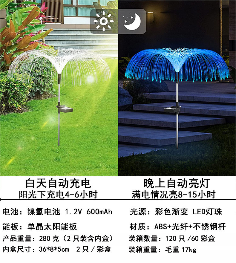 Amazon solar jellyfish light, outdoor waterproof garden light, garden lawn light, decorative landscape ground insert ambient light pic 5
