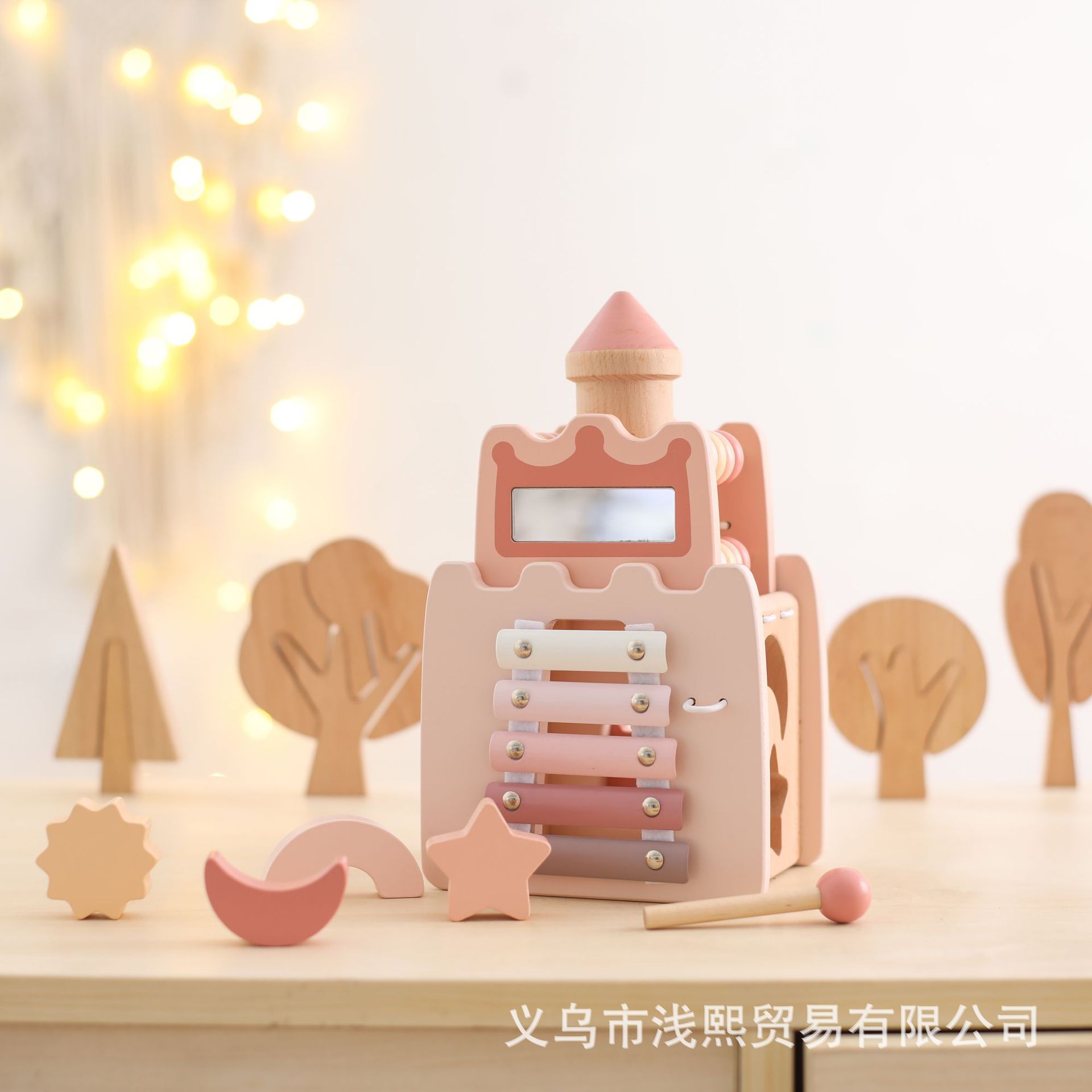 木质卡通儿童早教城堡小公主早教益智多功能玩具敲琴配对拼插玩具详情18