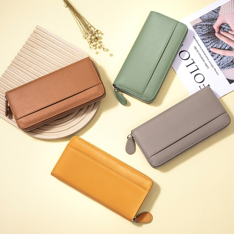 女士长款钱包真皮风琴卡包多卡位rfid手拿包大容量拉链零钱包跨境详情4