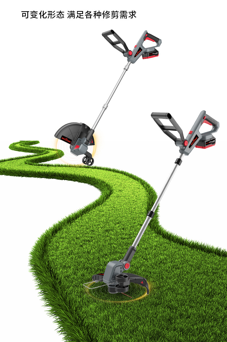 跨境便携电动割草机小型家用收割机除草器修草坪剪草锂电池打草机详情