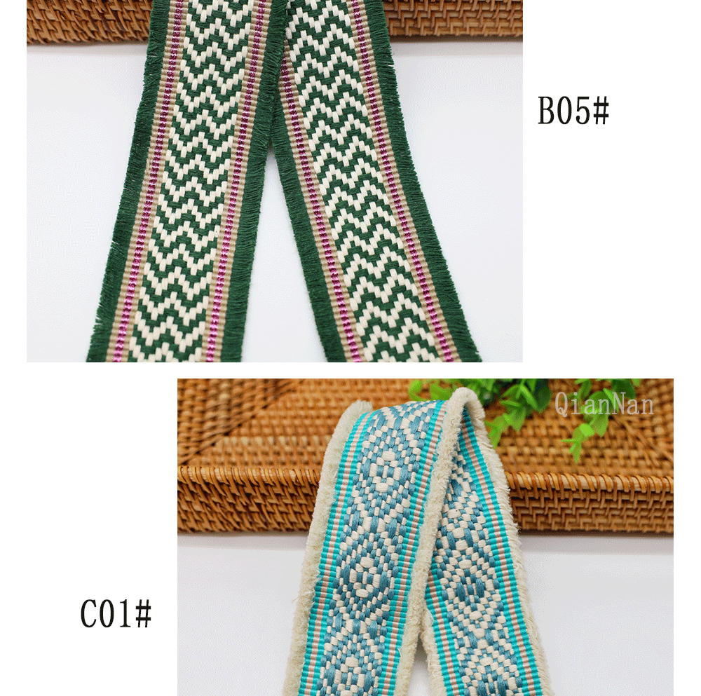 Factory direct supply of 60mm wide fringed tassel ethnic style jacquard webbing for luggage straps, clothing, shoes and hats, and decorative accessories pic 16