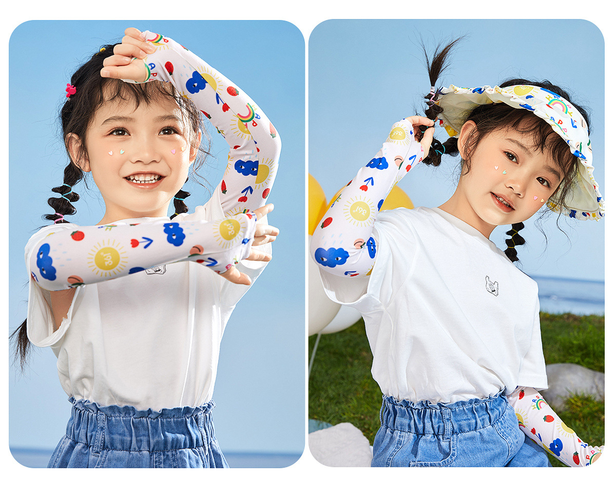 361儿童冰袖防晒冰丝袖套夏季户外防紫外线男女童凉感护臂手套袖详情30